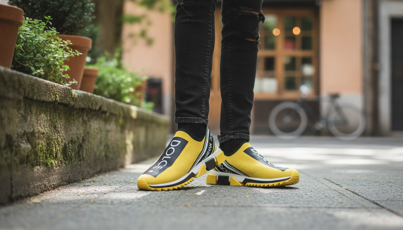 D&G Sorrento Sock Sneakers: Black-Yellow Style Guide