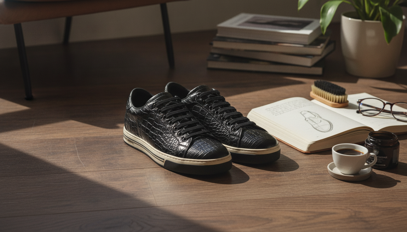 Black Caiman Low-Tops by Dolce & Gabbana: Style & Care
