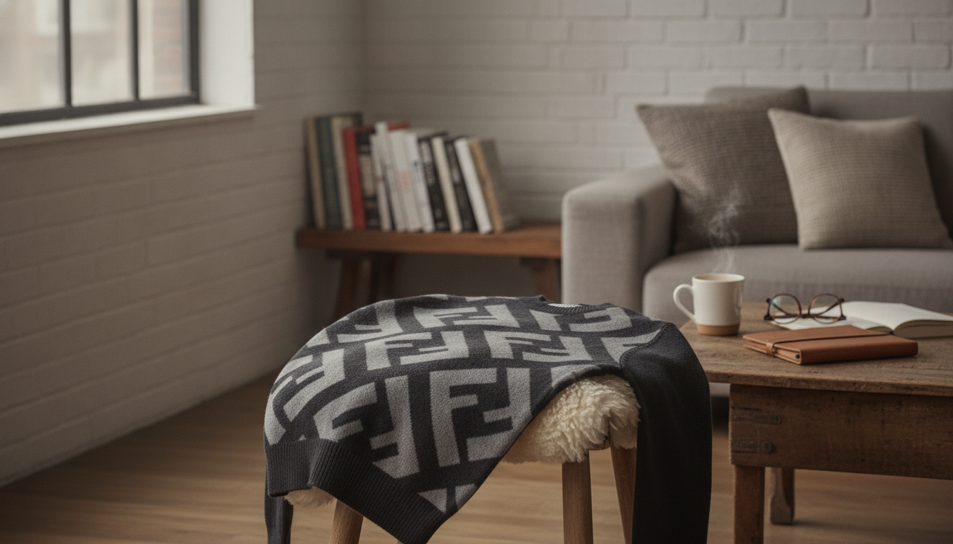 Fendi FF Logo Grey Wool Sweater: Quiet 100% Wool Luxe