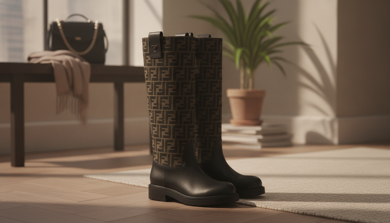 FendiFilo Black FF Jacquard Leather Boots: City Chic