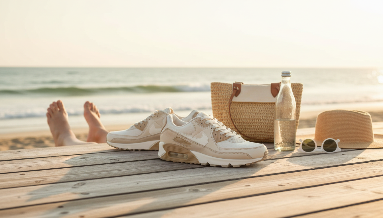 Nike Beige Slip-On Sneakers with Laces for Summer