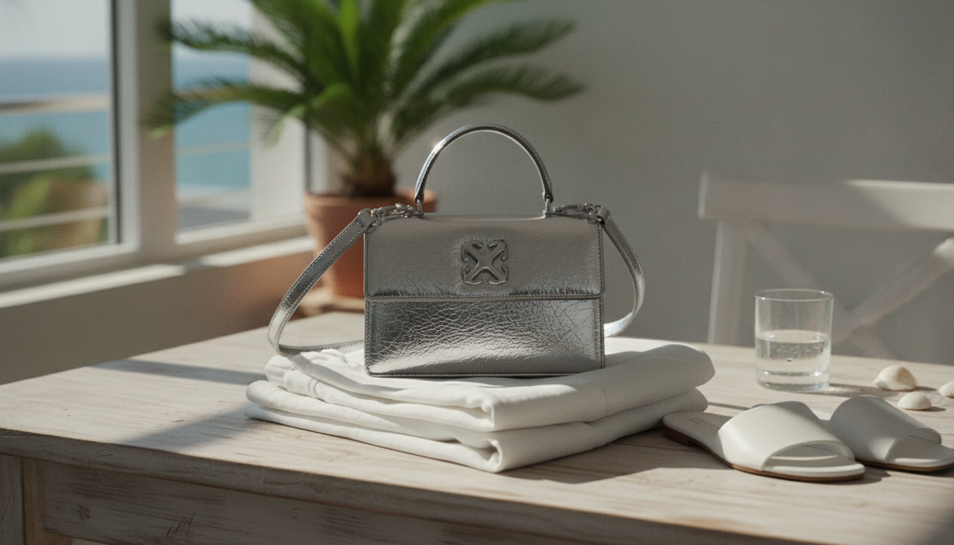 Off-White Silver Leather Jitney Bag: Styling & Care