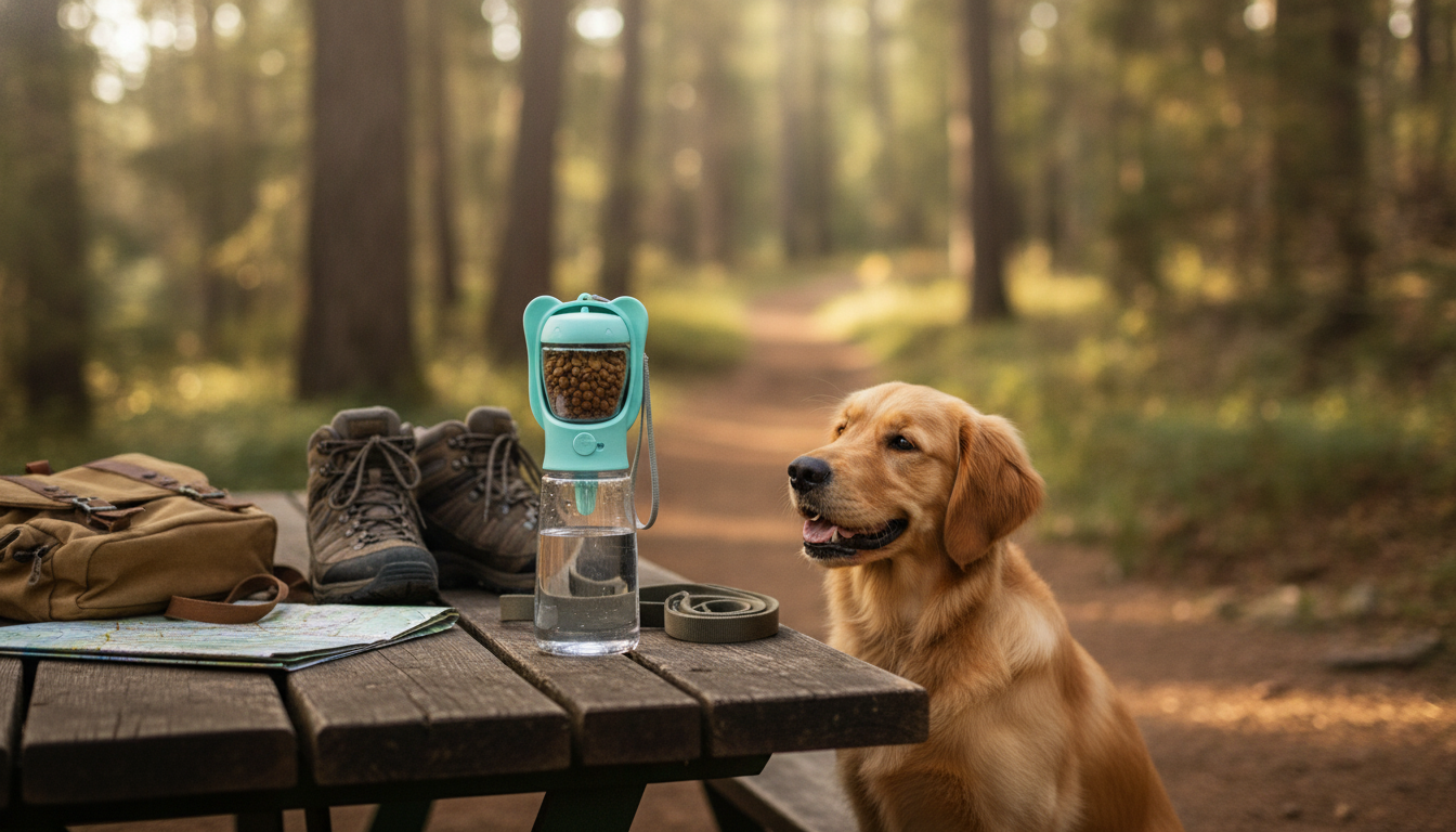 Portable Dog Water Bottle + Food Container for Travel