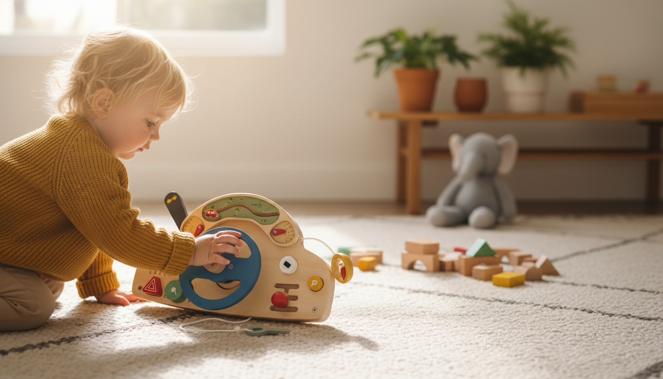 Wooden Montessori Busy Board: Sensory Skills for Toddlers
